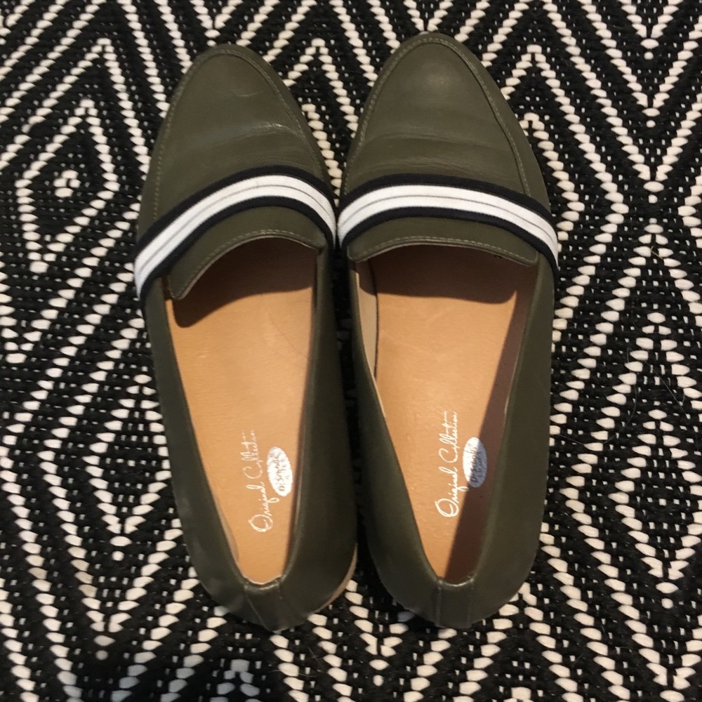 Dr Scholls Everett Band loafer leather olive sz 7